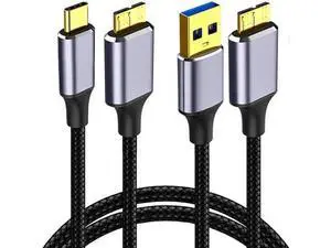 2-Pack Nylon Braided USB 3.0 Micro B Cable 6.6FT, USB-A & USB-C to Micro USB B Cord for External Hard Drives & Digital Cameras 2-Pack Nylon Braided USB 3.0 Micro B Cable 6.6FT, USB-A & USB-C to Micro USB B Cord for External Hard Drives & Digital Cameras