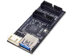 USB 3.0 19/20Pin 1 to 2 Splitter Hub, Internal Port Multiplier PCBA Adapter with SATA Power Cable for Desktop Motherboard USB 3.0 19/20Pin 1 to 2 Splitter Hub, Internal Port Multiplier PCBA Adapter with SATA Power Cable for Desktop Motherboard