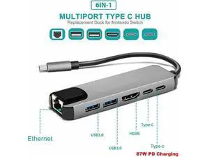 USB-C Multiport Hub Adapter, 4K@30Hz HDMI, 100Mbps RJ45 Ethernet, 2 USB-A, USB-C Data & 87W PD Charging, Portable Type-C Docking Converter for USB-C Laptops USB-C Multiport Hub Adapter, 4K@30Hz HDMI, 100Mbps RJ45 Ethernet, 2 USB-A, USB-C Data & 87W PD Charging, Portable Type-C Docking Converter for USB-C Laptops