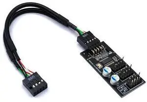 1 to 3 9Pin USB Header Splitter Hub Board with 30cm/60cm Cable, USB2.0 Internal 9Pin Connector Adapter for PC Water Cooling, RGB LED Light & Fan Speed Testing 1 to 3 9Pin USB Header Splitter Hub Board with 30cm/60cm Cable, USB2.0 Internal 9Pin Connector Adapter for PC Water Cooling, RGB LED Light & Fan Speed Testing