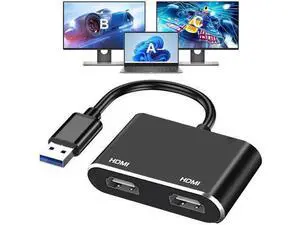 USB 3.0 to Dual HDMI Adapter, USB to Dual Monitor Display Converter Support 1080P 60Hz Audio Video, Only for Windows Laptops Desktops USB 3.0 to Dual HDMI Adapter, USB to Dual Monitor Display Converter Support 1080P 60Hz Audio Video, Only for Windows Laptops Desktops