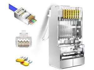 20 Pack Pass Through Shielded Cat6/Cat6a RJ45 Connectors, Gold Plated FTP STP Modular Plugs Fit Solid & Stranded Cat6 Cat6a Ethernet Cables 20 Pack Pass Through Shielded Cat6/Cat6a RJ45 Connectors, Gold Plated FTP STP Modular Plugs Fit Solid & Stranded Cat6 Cat6a Ethernet Cables