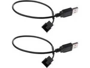 2 Pack Sleeved USB to 3-Pin / 4-Pin PWM 5V Fan Power Adapter Cable, USB to Case Fan Connector Cord 2 Pack Sleeved USB to 3-Pin / 4-Pin PWM 5V Fan Power Adapter Cable, USB to Case Fan Connector Cord