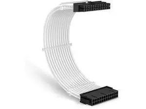 White Braided 24Pin ATX Extension Cable, 11.8 Inch Male to Female with 3 Cable Combs White Braided 24Pin ATX Extension Cable, 11.8 Inch Male to Female with 3 Cable Combs