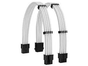 White Sleeved Extension Cable Kit, 18AWG EPS 8Pin + PCIe 8Pin with Cable Combs for PSU, Motherboard & GPU White Sleeved Extension Cable Kit, 18AWG EPS 8Pin + PCIe 8Pin with Cable Combs for PSU, Motherboard & GPU