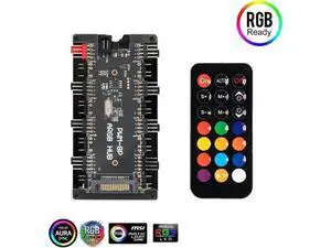 2-in-1 PWM & ARGB Controller Hub, 8-Port 12V 4Pin Fan + 5V 3Pin ARGB, Wireless IR Remote, PMMA Casing & Magnetic Standoff, Compatible with ASUS AURA / MSI LED Strips & PC Radiators 2-in-1 PWM & ARGB Controller Hub, 8-Port 12V 4Pin Fan + 5V 3Pin ARGB, Wireless IR Remote, PMMA Casing & Magnetic Standoff, Compatible with ASUS AURA / MSI LED Strips & PC Radiators