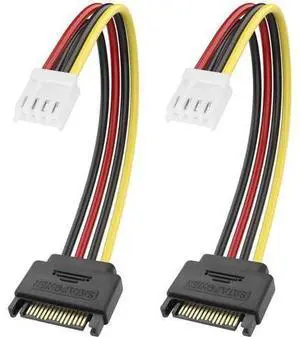 2 Pack 20CM 4Pin FDD to 15Pin SATA Male Power Cable for Hard Drives 2 Pack 20CM 4Pin FDD to 15Pin SATA Male Power Cable for Hard Drives