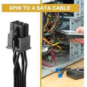 PCIe 6Pin Male to 4 SATA Power Cable Compatible with Seasonic Focus+ MK3 FX P Series 850PX 750PX 650PX 550PX Modular PSU PCIe 6Pin Male to 4 SATA Power Cable Compatible with Seasonic Focus+ MK3 FX P Series 850PX 750PX 650PX 550PX Modular PSU