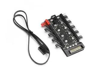 1-to-10 Port 4-Pin PWM Fan Hub Splitter, Motherboard Fan Header Extension Adapter, 12V Independent Power Supply PC Fan Speed Controller 1-to-10 Port 4-Pin PWM Fan Hub Splitter, Motherboard Fan Header Extension Adapter, 12V Independent Power Supply PC Fan Speed Controller