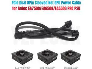 60+20CM Sleeved PCIe Dual 8Pin (6+2Pin) GPU Power Cable for Antec EAG 550W/650W/750W PRO 60+20CM Sleeved PCIe Dual 8Pin (6+2Pin) GPU Power Cable for Antec EAG 550W/650W/750W PRO