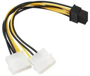 18cm PCIe 8(6+2) Pin to Dual 4 Pin GPU Power Adapter Cable for Graphics Card 18cm PCIe 8(6+2) Pin to Dual 4 Pin GPU Power Adapter Cable for Graphics Card