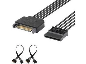 2 Pack 10 Inch Black 15 Pin SATA Power Extension Cable, SATA Male to Female Power Cord 2 Pack 10 Inch Black 15 Pin SATA Power Extension Cable, SATA Male to Female Power Cord