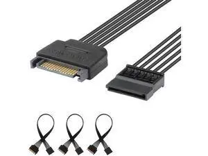 3 Pack 10 Inch Black 15 Pin SATA Power Extension Cable, Male to Female SATA Power Cord 3 Pack 10 Inch Black 15 Pin SATA Power Extension Cable, Male to Female SATA Power Cord
