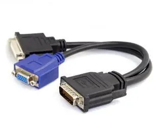 15cm DMS-59 Male to Dual Monitor Splitter Cable, DMS59 Plug to DVI 24+5 Female + VGA 15Pin Female Extension Cord 15cm DMS-59 Male to Dual Monitor Splitter Cable, DMS59 Plug to DVI 24+5 Female + VGA 15Pin Female Extension Cord