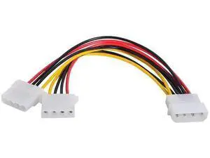 4Pin IDE Male to Dual 4Pin Female Y-Splitter Power Cable, 1 to 2 Extension Cord with 12V+5V Output 4Pin IDE Male to Dual 4Pin Female Y-Splitter Power Cable, 1 to 2 Extension Cord with 12V+5V Output