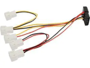 4-Pin Molex Pass-Through to 5×3-Pin Fan Splitter Cable, Adjustable 12V/7V/5V Output for PC Case & CPU Cooling Fans 4-Pin Molex Pass-Through to 5×3-Pin Fan Splitter Cable, Adjustable 12V/7V/5V Output for PC Case & CPU Cooling Fans