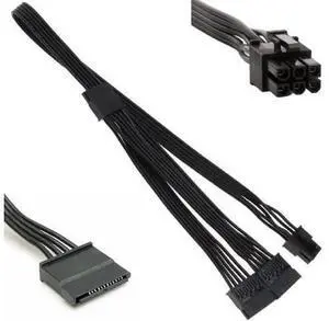 20 Inch 6Pin Male to 3 x 15Pin Female SATA Power Cable for Corsair Modular PSU 20 Inch 6Pin Male to 3 x 15Pin Female SATA Power Cable for Corsair Modular PSU