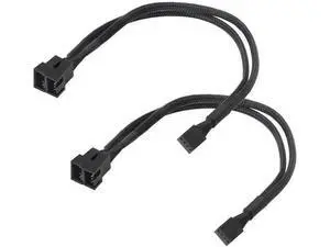 2 Pack 1-to-2 Sleeved 4-Pin PWM Fan Splitter Cable, Black Extension Cord Compatible with 3Pin/4Pin ATX PC Case Cooling Fans 2 Pack 1-to-2 Sleeved 4-Pin PWM Fan Splitter Cable, Black Extension Cord Compatible with 3Pin/4Pin ATX PC Case Cooling Fans