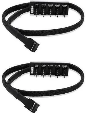 2 Pack 1-to-5 4-Pin PWM Fan Splitter Cable, Motherboard Fan Header Extension Cord Compatible with 3Pin & 4Pin ATX PC Chassis Cooling Fans 2 Pack 1-to-5 4-Pin PWM Fan Splitter Cable, Motherboard Fan Header Extension Cord Compatible with 3Pin & 4Pin ATX PC Chassis Cooling Fans