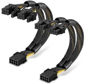 2 Pack 9 Inch PCIe 8 Pin Female to Dual 8 Pin (6+2) Male Power Adapter Cable with Heat-Shrink Tubing for GPU 2 Pack 9 Inch PCIe 8 Pin Female to Dual 8 Pin (6+2) Male Power Adapter Cable with Heat-Shrink Tubing for GPU