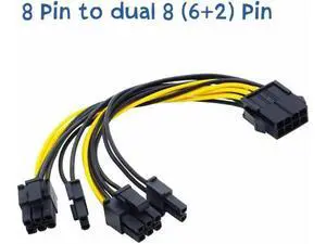 20CM 18AWG CPU 8Pin to Dual PCIe 8Pin (6+2) Y-Splitter Power Cable for GPU & Mining Rig 20CM 18AWG CPU 8Pin to Dual PCIe 8Pin (6+2) Y-Splitter Power Cable for GPU & Mining Rig