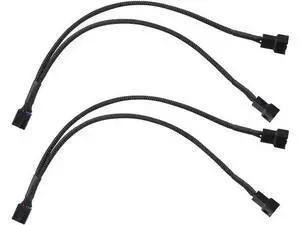 2 Pack 10 Inch Sleeved 1-to-2 PWM Fan Splitter Cable, Black Braided 2-Way PC Fan Extension Cord Compatible with 3-Pin & 4-Pin CPU Chassis Fans 2 Pack 10 Inch Sleeved 1-to-2 PWM Fan Splitter Cable, Black Braided 2-Way PC Fan Extension Cord Compatible with 3-Pin & 4-Pin CPU Chassis Fans