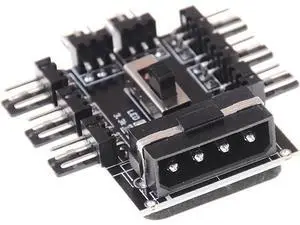 8-Port PC Fan Hub with 7V/12V Voltage Switch, Molex Powered 1-to-8 Fan Splitter PCB Adapter, Compatible with 3-Pin & 4-Pin Chassis Fans 8-Port PC Fan Hub with 7V/12V Voltage Switch, Molex Powered 1-to-8 Fan Splitter PCB Adapter, Compatible with 3-Pin & 4-Pin Chassis Fans