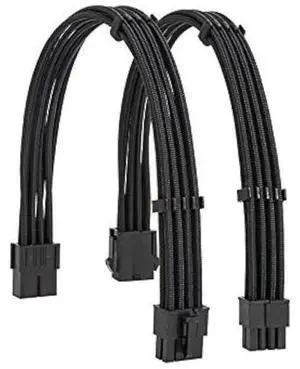 Black Braided PSU Extension Cable Kit, 18AWG EPS 8Pin + PCIe 8Pin with Cable Combs Black Braided PSU Extension Cable Kit, 18AWG EPS 8Pin + PCIe 8Pin with Cable Combs