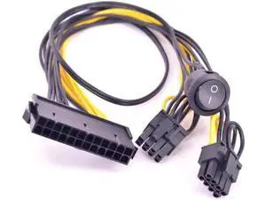 30cm 24Pin ATX to Dual 6+2 Pin PCIe Power Cable with On/Off Switch 30cm 24Pin ATX to Dual 6+2 Pin PCIe Power Cable with On/Off Switch
