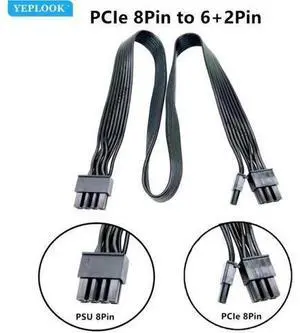 PCIe 8Pin (6+2Pin) GPU Power Cable 60CM Compatible with Seasonic FOCUS, PRIME, M12II EVO Series Modular PSUs PCIe 8Pin (6+2Pin) GPU Power Cable 60CM Compatible with Seasonic FOCUS, PRIME, M12II EVO Series Modular PSUs