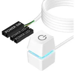 External PC Power Switch Button with LED Indicator, 65 Inch Long Extension Cable for Motherboard Connection External PC Power Switch Button with LED Indicator, 65 Inch Long Extension Cable for Motherboard Connection