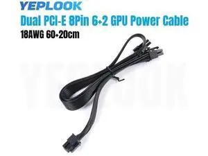 60+20cm 18AWG Modular GPU Power Cable, PSU Single 8Pin to Dual PCIe 8Pin(6+2) VGA Cord Compatible with Cooler Master V850/V1000/V1300 Platinum Series PSU 60+20cm 18AWG Modular GPU Power Cable, PSU Single 8Pin to Dual PCIe 8Pin(6+2) VGA Cord Compatible with Cooler Master V850/V1000/V1300 Platinum Series PSU