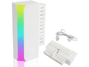 White 90° Angled ATX 24Pin Motherboard Power Adapter with Integrated 5V 3Pin ARGB Female to Male Extension Port White 90° Angled ATX 24Pin Motherboard Power Adapter with Integrated 5V 3Pin ARGB Female to Male Extension Port