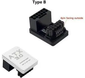 PCIe 5.0 ATX 3.0 12VHPWR 12+4 16Pin Male to Female 180° Angle Adapter Connector, 600W Type-B Black GPU Power Turn Plug PCIe 5.0 ATX 3.0 12VHPWR 12+4 16Pin Male to Female 180° Angle Adapter Connector, 600W Type-B Black GPU Power Turn Plug