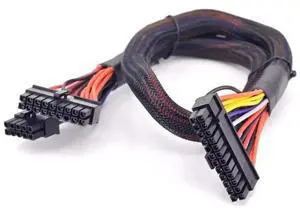 24.8 Inch (63cm) Black Sleeved Modular ATX 24Pin PSU Cable, 18Pin+10Pin to 24Pin Motherboard Power Cord Compatible with Corsair SFX, RMX, RMi, SF, HX Series PSUs, 18AWG 24.8 Inch (63cm) Black Sleeved Modular ATX 24Pin PSU Cable, 18Pin+10Pin to 24Pin Motherboard Power Cord Compatible with Corsair SFX, RMX, RMi, SF, HX Series PSUs, 18AWG