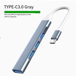 2-in-1 USB/Type-C Interface Expander 3.0 HUB Splitter with 1 to 4 Type-C 3.0 Gray 2-in-1 USB/Type-C Interface Expander 3.0 HUB Splitter with 1 to 4 Type-C 3.0 Gray