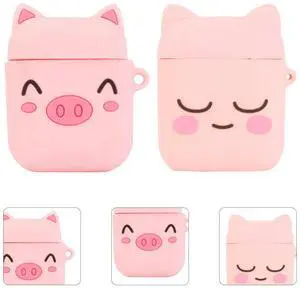 Shockproof Silicone Earbud Case Compatible with AirPods 1St and 2Nd Generation Cute Cartoon Animal Pattern Hanging Ring Shockproof Silicone Earbud Case Compatible with AirPods 1St and 2Nd Generation Cute Cartoon Animal Pattern Hanging Ring