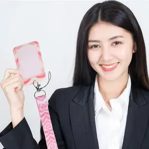 1Set Lanyard Card Holder Id Card Cover Delicate Pattern Fashion Design Secure Name Tag Holder for School Office Daily 1Set Lanyard Card Holder Id Card Cover Delicate Pattern Fashion Design Secure Name Tag Holder for School Office Daily