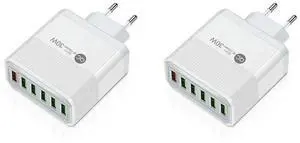 2X 6 Ports USB 30W Fast Charging Cell Phone Chargers EU Plug White 2X 6 Ports USB 30W Fast Charging Cell Phone Chargers EU Plug White