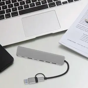 7 in 1 USB Expander Hub Multi-Port Splitter Adapter Type-C Docking Station for Laptop Multiple USB Ports Extension 7 in 1 USB Expander Hub Multi-Port Splitter Adapter Type-C Docking Station for Laptop Multiple USB Ports Extension