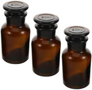 3Pcs Brown Wide Mouth Glass Reagent Bottles Airtight Glass Stopper Dropper Bottles for Chemical Liquid 3Pcs Brown Wide Mouth Glass Reagent Bottles Airtight Glass Stopper Dropper Bottles for Chemical Liquid