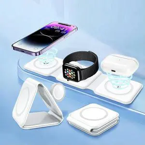 For Devices That Support Charging, 3-In-1 Magnetic Charging Station Is A Foldable Fast Charge For Devices That Support Charging, 3-In-1 Magnetic Charging Station Is A Foldable Fast Charge