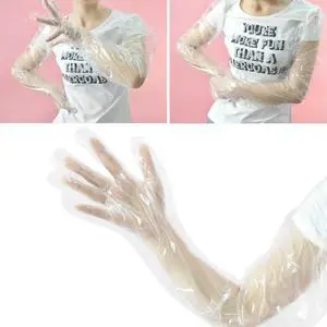 10Pairs 80Cm Disposable Long Arm Pe Gloves Waterproof Oil Resistant Puncture Proof Acid Alkali Resistant for Hairdressing Beauty 10Pairs 80Cm Disposable Long Arm Pe Gloves Waterproof Oil Resistant Puncture Proof Acid Alkali Resistant for Hairdressing Beauty