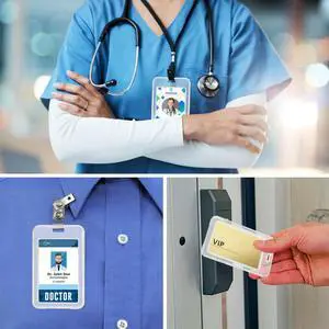20Pcs Lightweight Plastic Id Badge Holder Transparent Frosted Material for Cards Passports Name Tags Professional 20Pcs Lightweight Plastic Id Badge Holder Transparent Frosted Material for Cards Passports Name Tags Professional