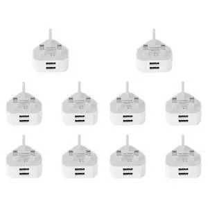 10X Universal Usb Uk Plug 3 Pin Wall Adapter With Usb Ports Travel Charging For Phone Ipad(2 Po 10X Universal Usb Uk Plug 3 Pin Wall Adapter With Usb Ports Travel Charging For Phone Ipad(2 Po