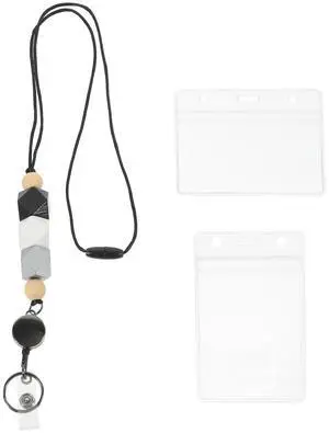 1Set Id Badge Holder Lanyard Detachable Wear-Resistant Clear Name Tag Sleeve for Office School Hospital Employee Cards 1Set Id Badge Holder Lanyard Detachable Wear-Resistant Clear Name Tag Sleeve for Office School Hospital Employee Cards