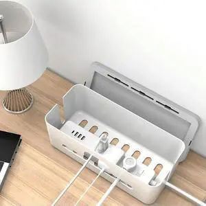 1Pcs Premium Plastic Cable Management Box Nonslip Rubber Feet Phone Charging Holder for Home Office Bedroom Study 1Pcs Premium Plastic Cable Management Box Nonslip Rubber Feet Phone Charging Holder for Home Office Bedroom Study