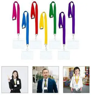 7Pcs Id Card Holder ABS Clear Badge Sleeve Double Sided Office Name Tag Lanyard Protective Cover for Employee School Bus Cards 7Pcs Id Card Holder ABS Clear Badge Sleeve Double Sided Office Name Tag Lanyard Protective Cover for Employee School Bus Cards