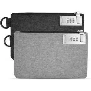 Aerthezu Money Bag With Lock& Zipper, Travel Safe Cash Locking Bank Pouch In Black& Grey(2 Pack) Aerthezu Money Bag With Lock& Zipper, Travel Safe Cash Locking Bank Pouch In Black& Grey(2 Pack)