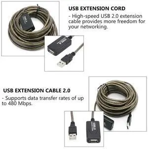 USB 2.0 10 Meter Signal Boosting Extension Cable Supports 480Mbps Data Transfer USB Extension Cable for Laptop Desktop USB 2.0 10 Meter Signal Boosting Extension Cable Supports 480Mbps Data Transfer USB Extension Cable for Laptop Desktop